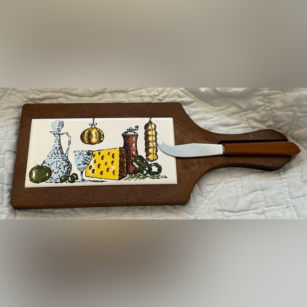 Vintage Cheese Board with Knife